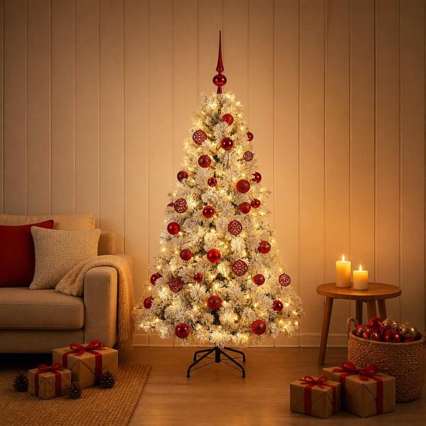 Künstlicher Weihnachtsbaum mit Weihnachtskugel 120 cm 150 LEDs