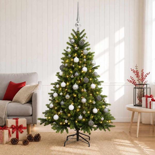 ARDEBO.de - Künstlicher Weihnachtsbaum mit Weihnachtskugel 150 cm 150 LEDs
