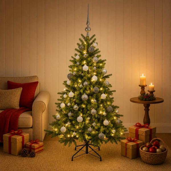 Künstlicher Weihnachtsbaum mit Weihnachtskugel 150 cm 150 LEDs