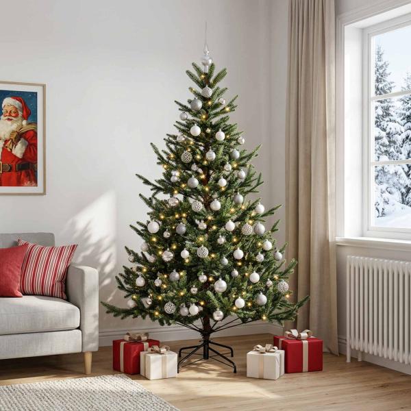Künstlicher Weihnachtsbaum mit Weihnachtskugel 180 cm 300 LEDs