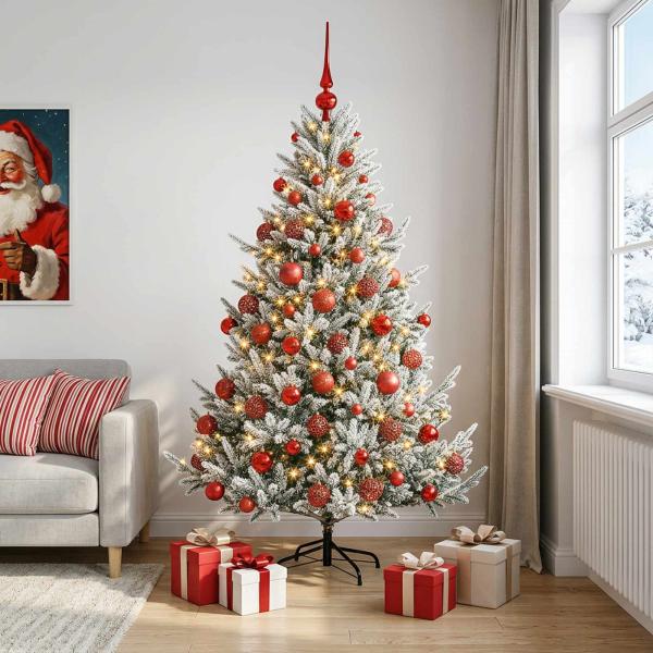 ARDEBO.de - Künstlicher Weihnachtsbaum mit Weihnachtskugel 210 cm 300 LEDs