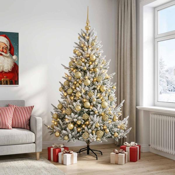 ARDEBO.de - Künstlicher Weihnachtsbaum mit Weihnachtskugel 240 cm 300 LEDs
