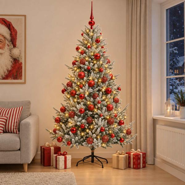 Künstlicher Weihnachtsbaum mit Weihnachtskugel 180 cm 300 LEDs