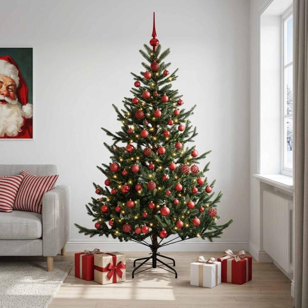 ARDEBO.de - Künstlicher Weihnachtsbaum mit Weihnachtskugel 180 cm 300 LEDs