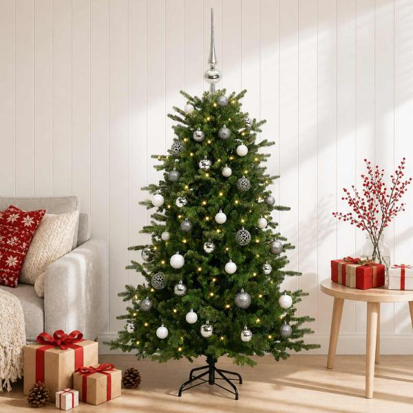 ARDEBO.de - Künstlicher Weihnachtsbaum mit Weihnachtskugel 150 cm 150 LEDs