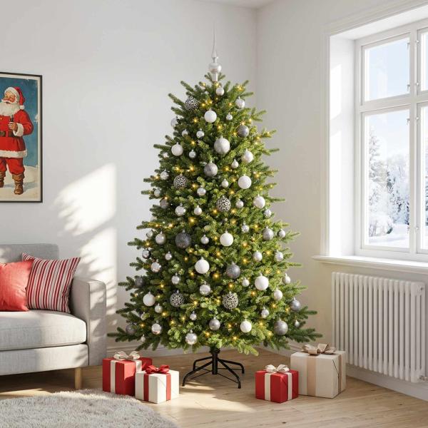 Künstlicher Weihnachtsbaum mit Weihnachtskugel 180 cm 300 LEDs