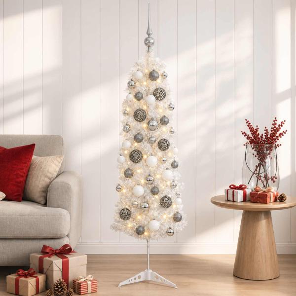 ARDEBO.de - Künstlicher schmaler Weihnachtsbaum mit Weihnachtskugel 120 cm