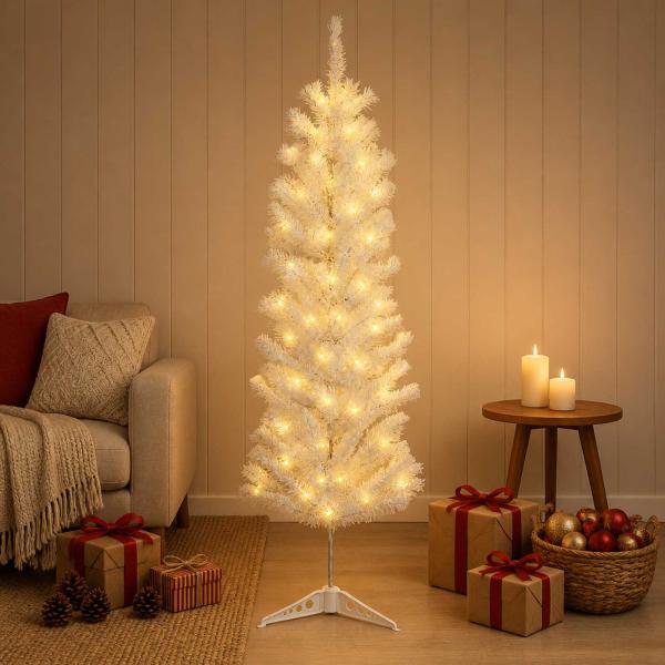 Künstlicher schlanker Weihnachtsbaum 120 cm 150 LEDs