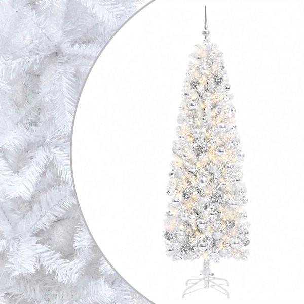 Künstlicher schmaler Weihnachtsbaum mit Weihnachtskugel 210 cm