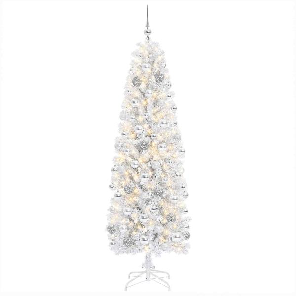 Künstlicher schmaler Weihnachtsbaum mit Weihnachtskugel 210 cm