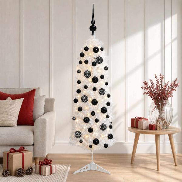 Künstlicher schmaler Weihnachtsbaum mit Weihnachtskugel 120 cm