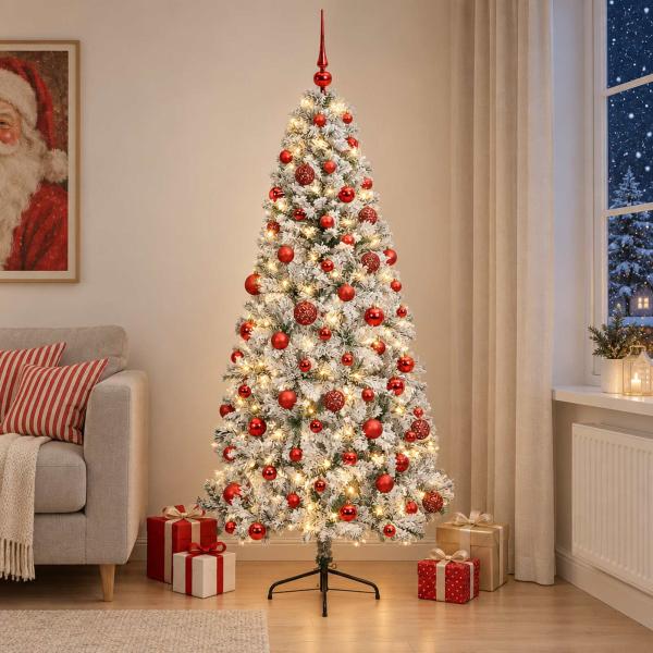 Künstlicher Weihnachtsbaum mit Weihnachtskugeln 240 cm 300 LEDs