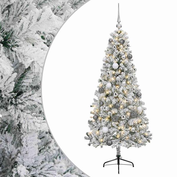Künstlicher Weihnachtsbaum mit Weihnachtskugeln 150 cm 150 LEDs