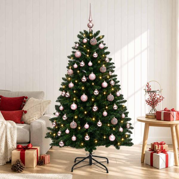 ARDEBO.de - Künstlicher Weihnachtsbaum Mittelgrün mit Kugeln 150 cm