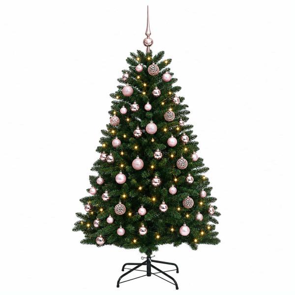 Künstlicher Weihnachtsbaum Mittelgrün mit Kugeln 150 cm