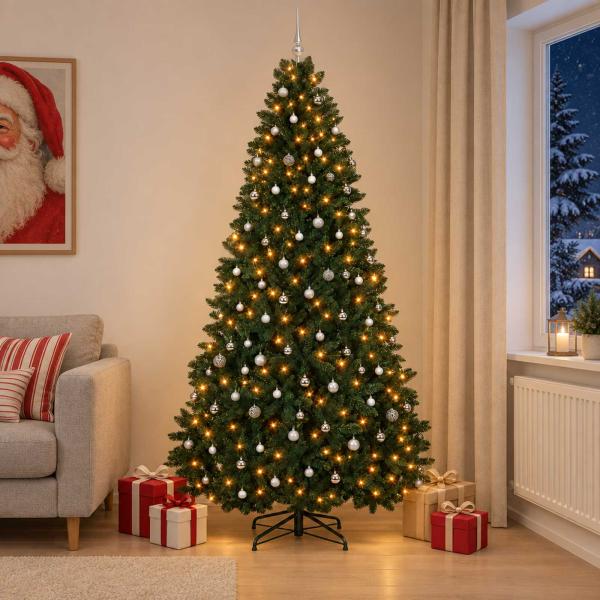 ARDEBO.de - Künstlicher Weihnachtsbaum Dunkelgrün mit Kugeln 300 cm