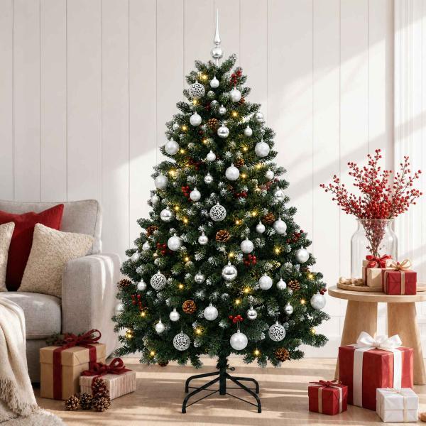 Künstlicher Weihnachtsbaum mit Weihnachtskugeln, grün 180 cm