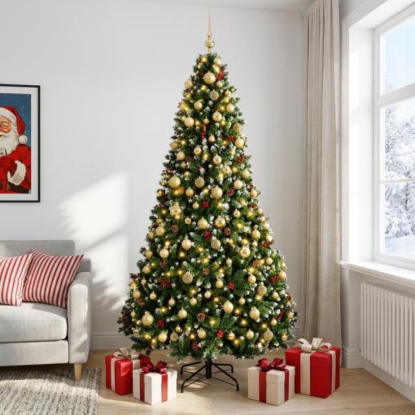 ARDEBO.de - Künstlicher Weihnachtsbaum Grün mit Weihnachtskugel 210 cm