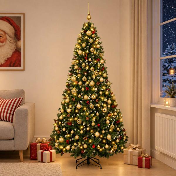 Künstlicher Weihnachtsbaum Grün mit Weihnachtskugel 210 cm