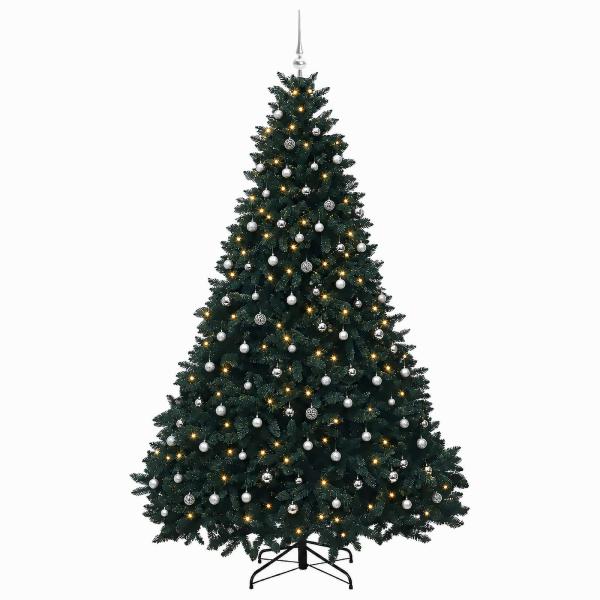 Künstlicher Weihnachtsbaum, dunkelgrün, mit Weihnachtskugeln
