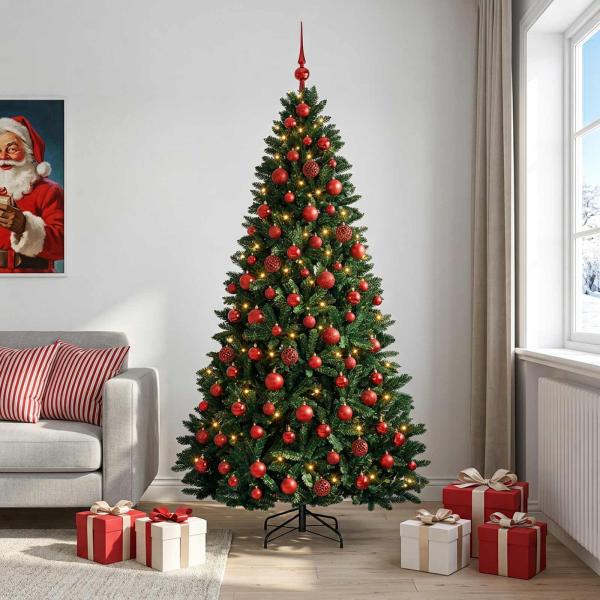 ARDEBO.de - Künstlicher Weihnachtsbaum Dunkelgrün mit Kugeln 240 cm