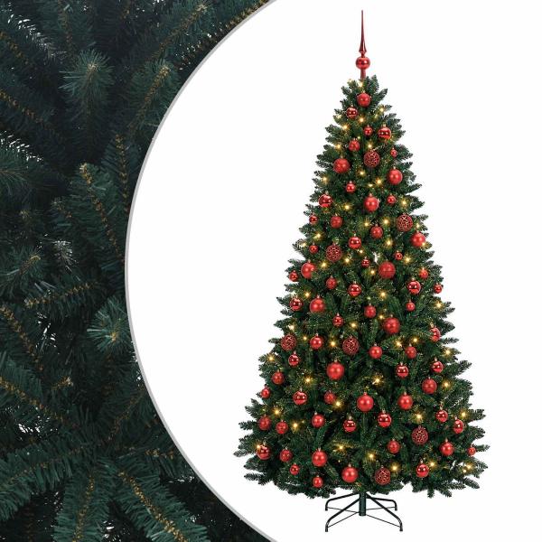 Künstlicher Weihnachtsbaum Dunkelgrün mit Kugeln 240 cm