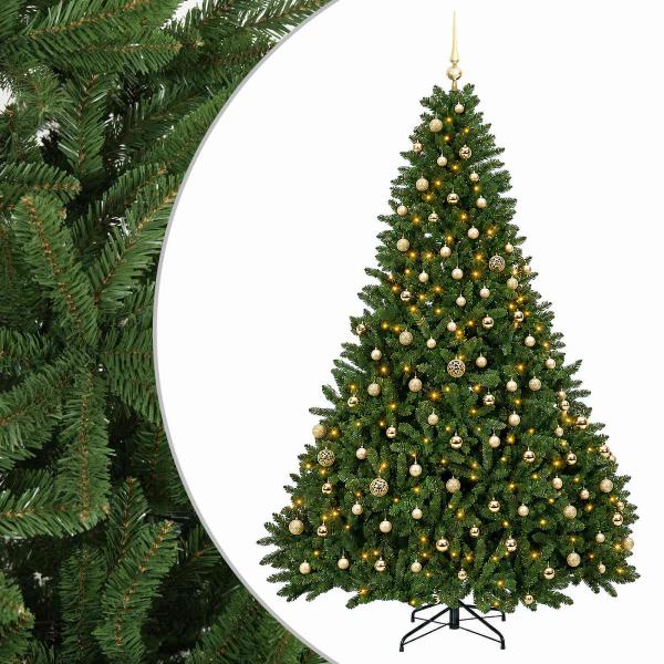 Künstlicher Weihnachtsbaum Hellgrün mit Christbaumkugeln 270 cm
