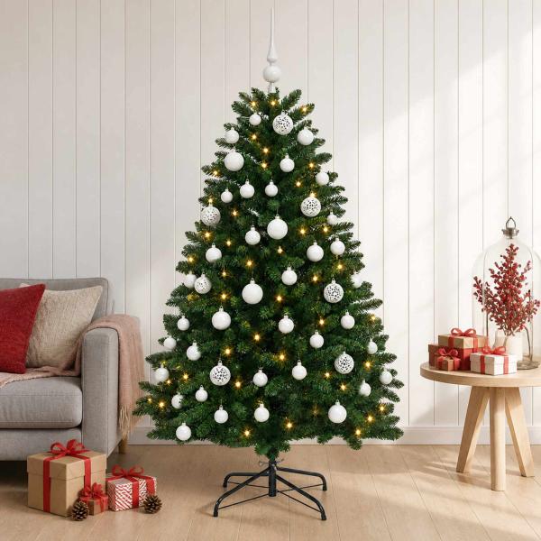 ARDEBO.de - Künstlicher Weihnachtsbaum Mittelgrün mit Kugeln 150 cm