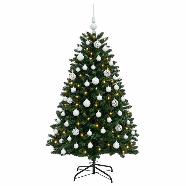 Künstlicher Weihnachtsbaum Mittelgrün mit Kugeln 150 cm