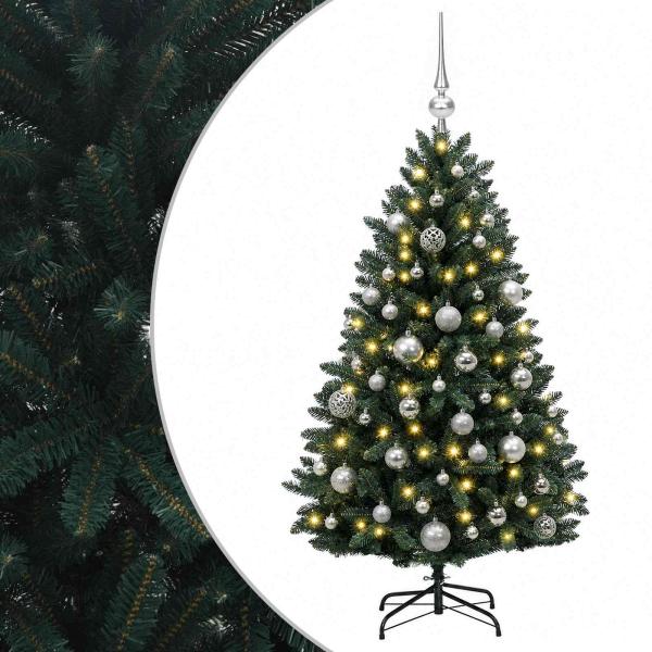 Künstlicher Weihnachtsbaum, dunkelgrün, mit Christbaumkugeln
