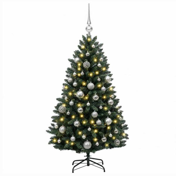 Künstlicher Weihnachtsbaum, dunkelgrün, mit Christbaumkugeln