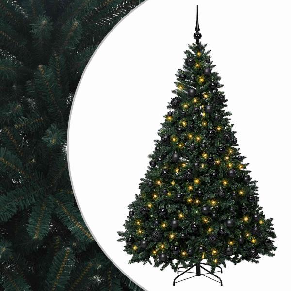 Künstlicher Weihnachtsbaum Dunkelgrün mit Kugeln 180 cm
