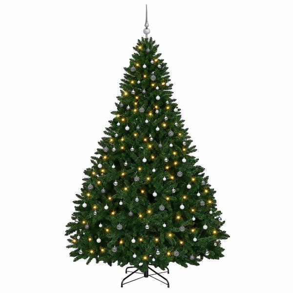 Künstlicher Weihnachtsbaum Mittelgrün mit Kugeln 270 cm
