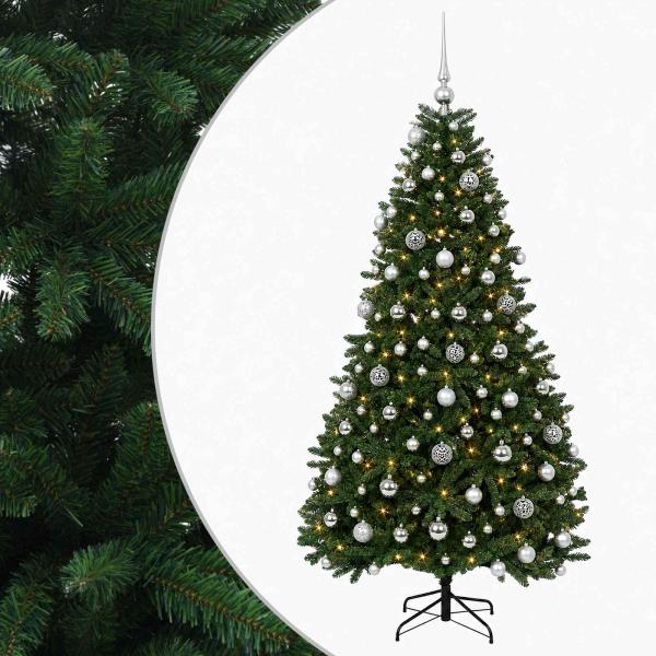 Künstlicher Weihnachtsbaum Mittelgrün mit Kugeln 240 cm