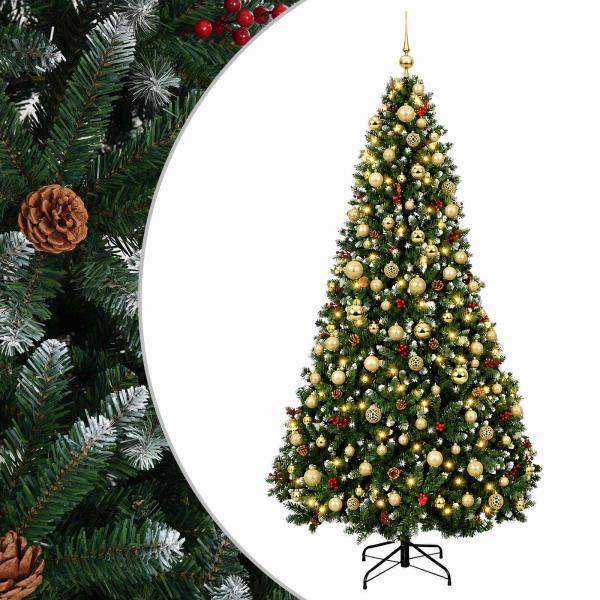 Künstlicher Weihnachtsbaum Grün mit Kugeln 240 cm 300 LEDs