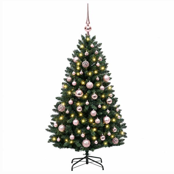 Künstlicher Weihnachtsbaum Mittelgrün mit Kugeln 270 cm