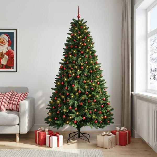 ARDEBO.de - Künstlicher Weihnachtsbaum Mittelgrün mit Kugeln 300 cm