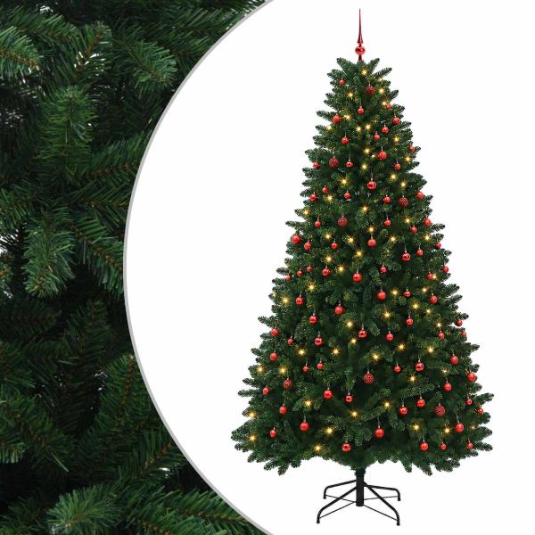 Künstlicher Weihnachtsbaum Mittelgrün mit Kugeln 300 cm