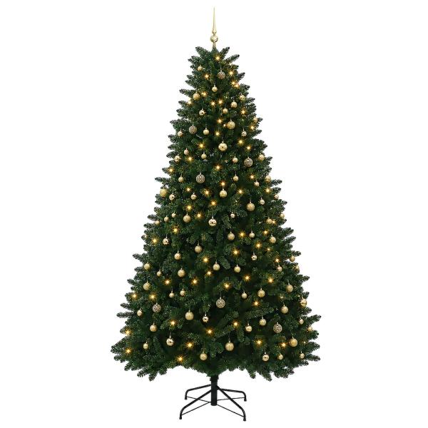 Künstlicher Weihnachtsbaum Mittelgrün mit Kugeln 270 cm