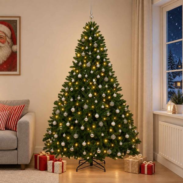 ARDEBO.de - Künstlicher Weihnachtsbaum Mittelgrün mit Kugeln 270 cm