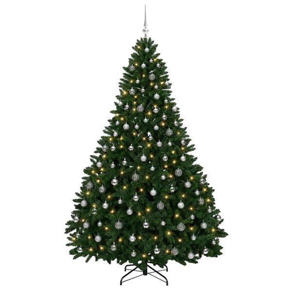 Künstlicher Weihnachtsbaum Mittelgrün mit Kugeln 270 cm