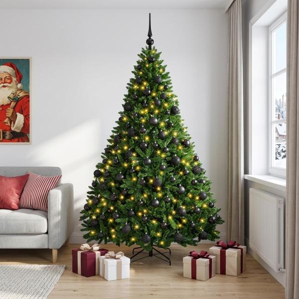 ARDEBO.de - Künstlicher Weihnachtsbaum Mittelgrün mit Kugeln 210 cm