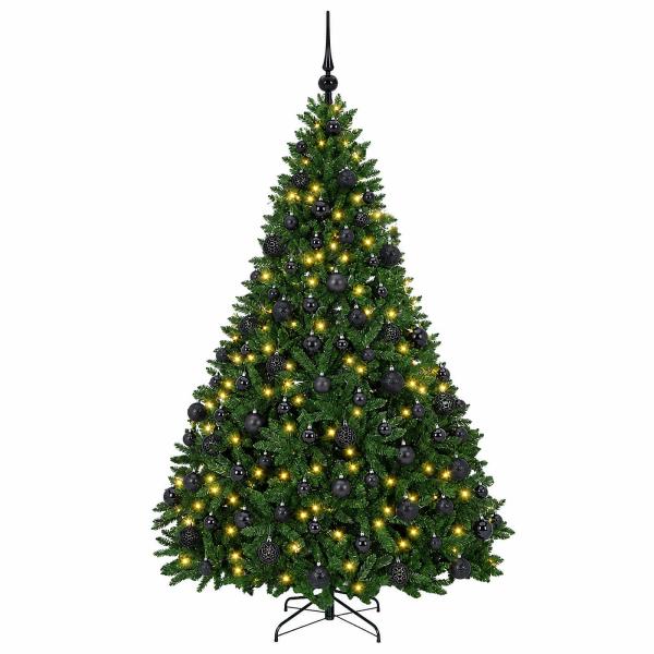 Künstlicher Weihnachtsbaum Mittelgrün mit Kugeln 210 cm
