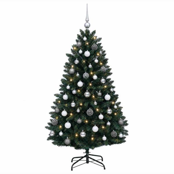 Künstlicher Weihnachtsbaum dunkelgrün mit Weihnachtskugeln