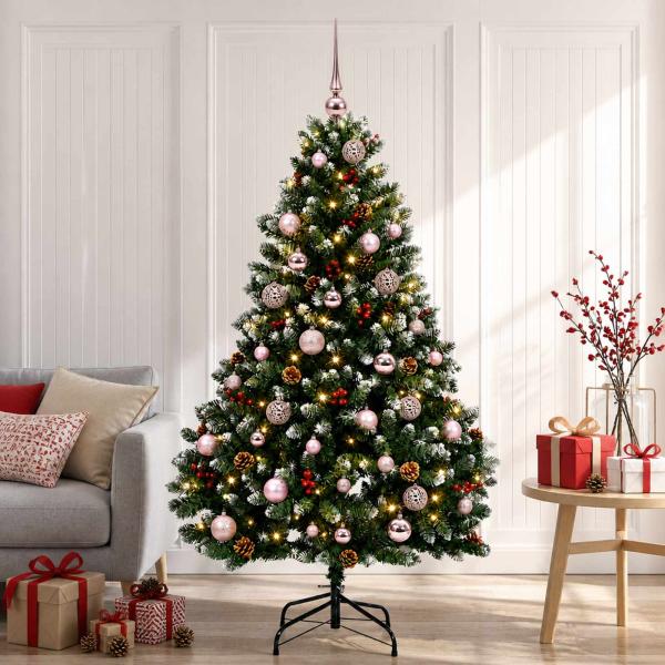Künstlicher Weihnachtsbaum Grün mit Weihnachtskugeln 180 cm