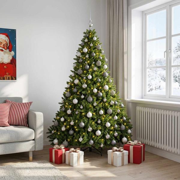 Künstlicher Weihnachtsbaum Hellgrün mit Weihnachtskugeln 300 cm