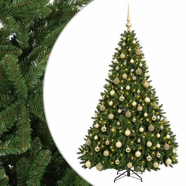 Künstlicher Weihnachtsbaum Hellgrün mit Weihnachtskugeln 240 cm