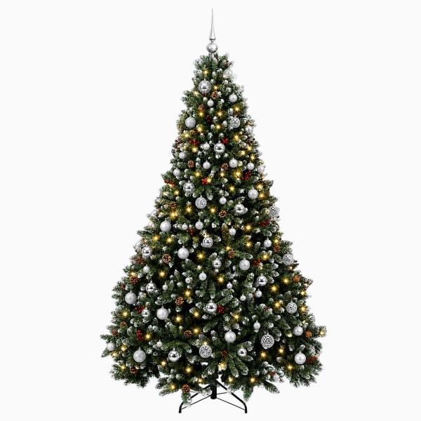 Künstlicher Weihnachtsbaum, grün, mit Kugeln 180 cm 300 LEDs