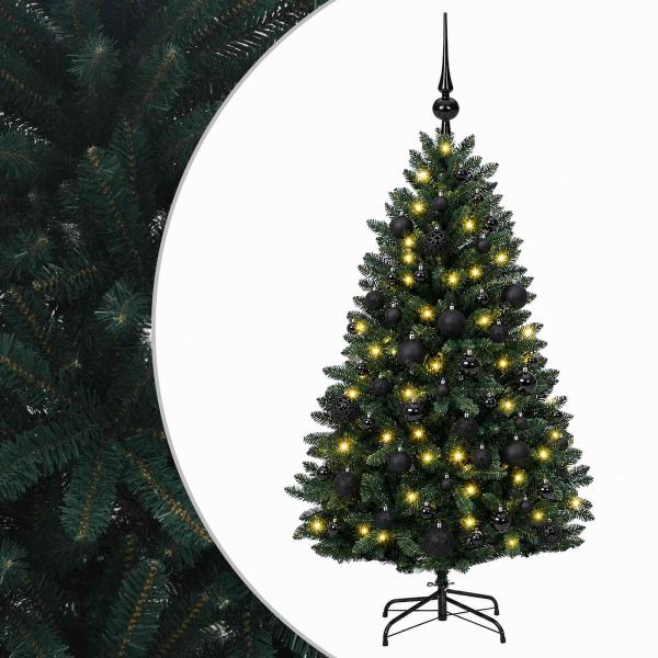 Künstlicher Weihnachtsbaum Dunkelgrün mit Kugeln 150 cm