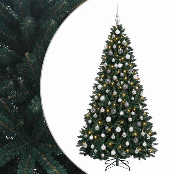 Künstlicher Weihnachtsbaum Dunkelgrün mit Kugeln 180 cm